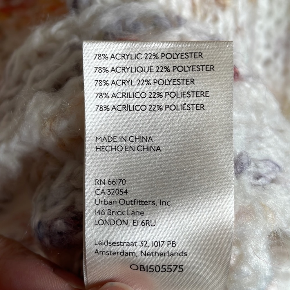 NWT Free People Sunset Cloud Cozy Cropped Sweater in Ivory Combo Size Large - Picture 12 of 12